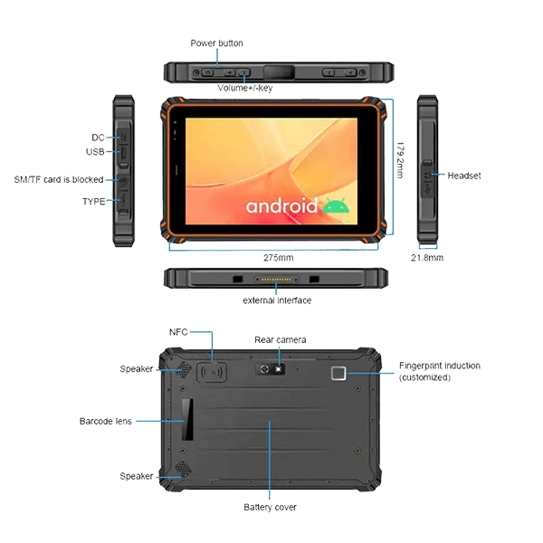 Interpad RT-08MF Outdoor 8-inch Rugged Industrial Android Tablet-5